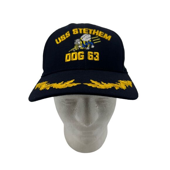 USS Stethem DDG 63 US Navy Hat Blue Embroidered Attack Bee Adjustable Snapback - Picture 1 of 11